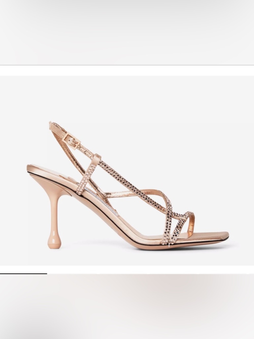 Jimmy Choo Etana 80mm Rose Gold Crystal-Strap Heels Macaron 41